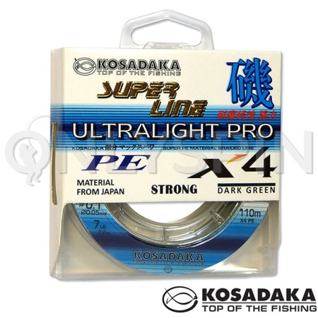Шнур Kosadaka Super Line PE X4 Ultralight Pro 110m Dark Green 0.08mm 4.9kg