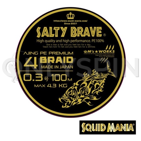 Шнур Squid Mania Salty Brave PE X4 100m yellow #0.2 0.074mm 3.3kg