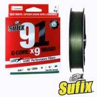 Шнур Sufix 91 Braid 150m green #1 18lb 0.165mm 8.1kg