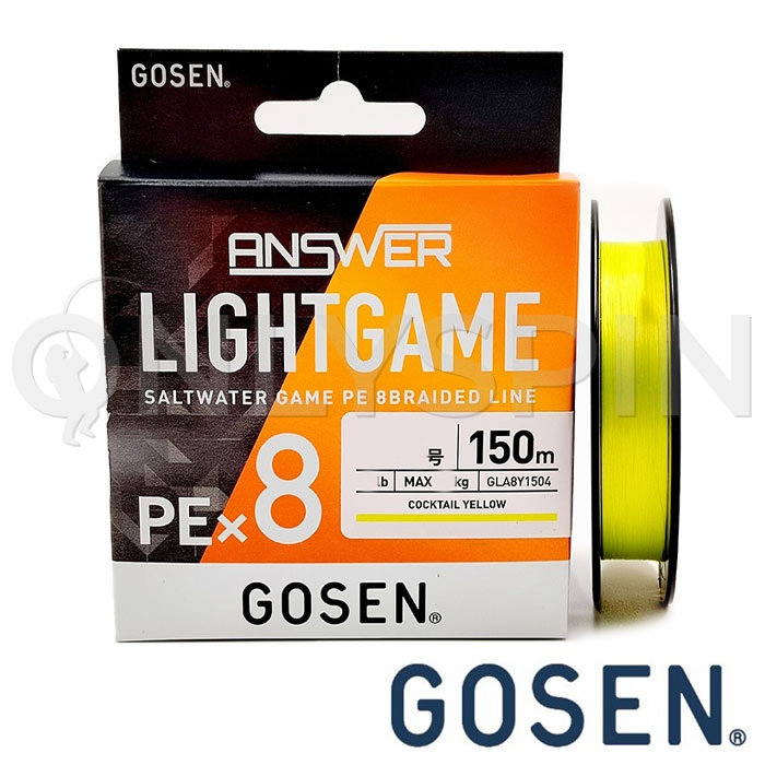Шнур Gosen Answer Lightgame PEx8 150m cocktail yellow #0.3 8lb