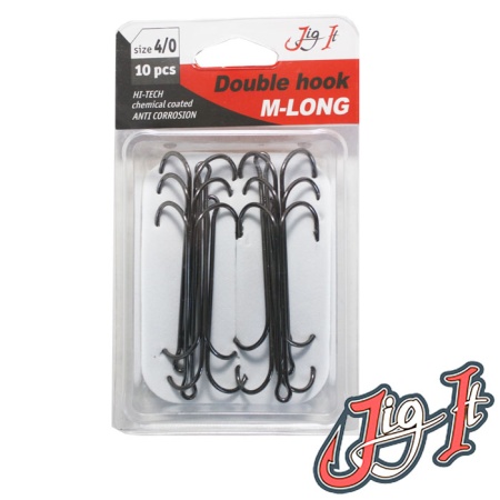 Крючки двойные Jig It M-Long Double Hooks #2/0 10шт