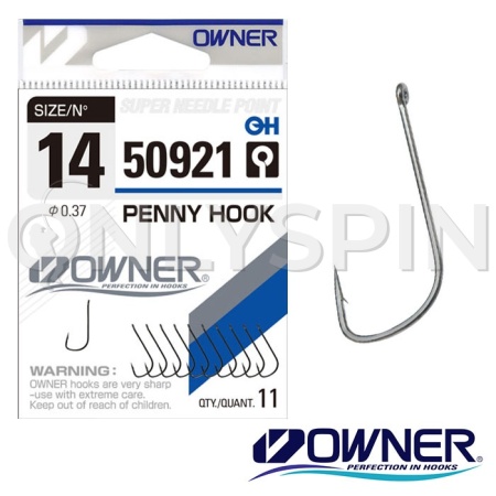 Крючки одинарные Owner 50921 Penny Hook 14 11шт