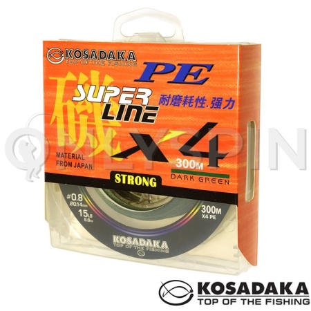 Шнур Kosadaka Super Line PE X4 300m Dark Green 0.20mm 12.2kg 27lb