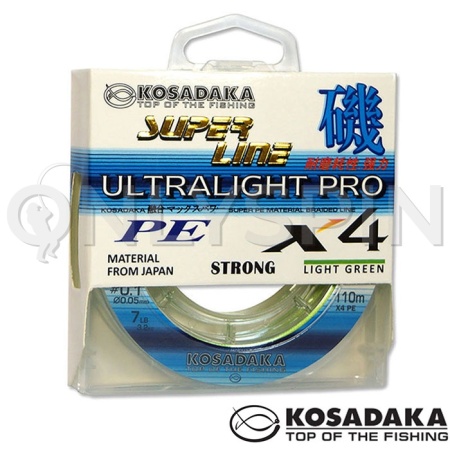 Шнур Kosadaka Super Line PE X4 Ultralight Pro 110m Light Green 0.05mm 3.2kg