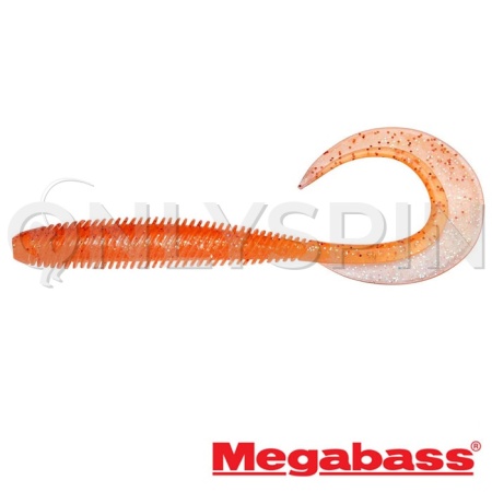 Мягкие приманки Megabass Kemuri Curly 4.5 clear orange/rainbow flake 7шт