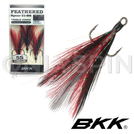 Крючки тройные BKK Feathered Spear 21-SS Red-Black #8 3шт