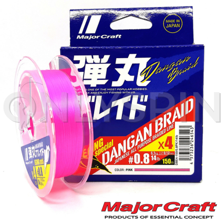 Шнур Major Craft Dangan Braid PE X4 Eging Special 150m pink #0.6 0.1mm 4.8kg