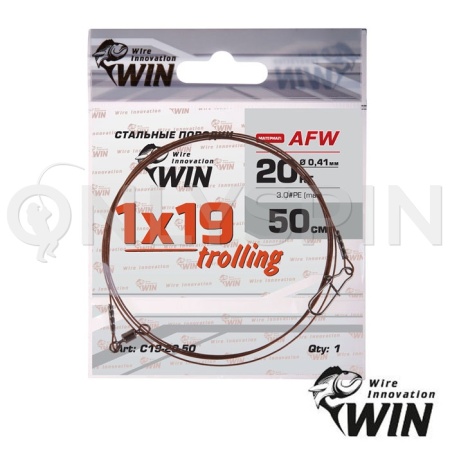 Поводки WIN 1х19 AFW Trolling 100cm 16kg 1шт