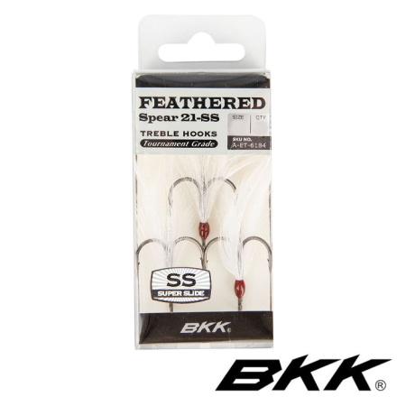 Крючки тройные BKK Feathered Spear 21-SS White #1 3шт Крючки тройные BKK Feathered Spear 21-SS White #1 3шт
