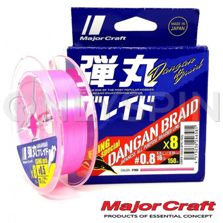 Шнур Major Craft Dangan Braid PE X8 Eging Special 150m pink #0.5 0.05mm 4.8kg