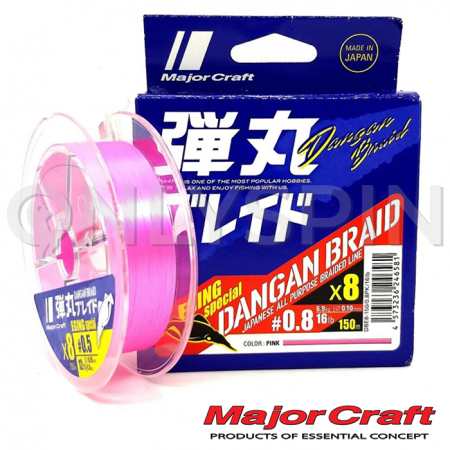 Шнур Major Craft Dangan Braid PE X8 Eging Special 150m pink #0.6 14lb 0.06mm 5.2kg