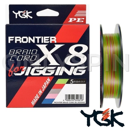 Шнур YGK Frontier Braidcord For Jigging PE X8 200m multicolor #0.8 0.148mm 6.4kg