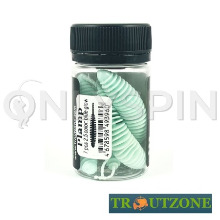 Мягкие приманки Trout Zone Plamp 2.5 Blue Glow 7шт