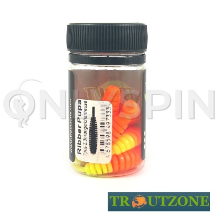 Мягкие приманки Trout Zone Ribber Pupa 2.3 Orange Chartreuse 6шт