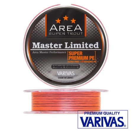 Шнур Varivas Area Super Trout Master Limited Super Premium PE X4 75m sight orange #0.15 4.5lb 0.065mm 2kg