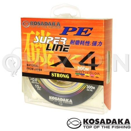 Шнур Kosadaka Super Line PE X4  300m Multicolor 0.12mm 4.7kg 10lb