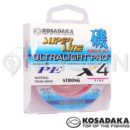 Шнур Kosadaka Super Line PE X4 Ultralight Pro 110m Pink 0.04mm 2.7kg