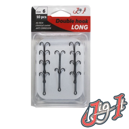 Крючки двойные Jig It Long Double Hooks #4/0 10шт
