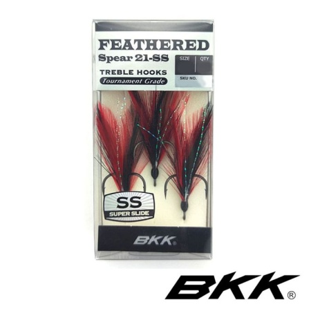 Крючки тройные BKK Feathered Spear 21-SS Red-Black #6 3шт