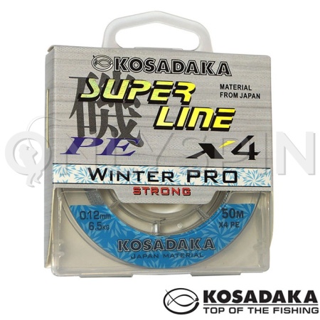 Зимний шнур Kosadaka Super Line PE X4 Winter Pro 50m Grey 0.16mm 11.8kg