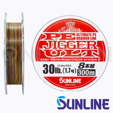 Шнур Sunline PE Jigger ULT 8 Braid 300m multicolor #4 60lb 0.33mm 29kg