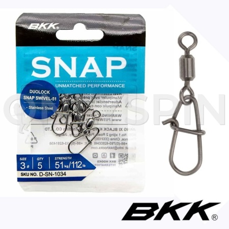 Вертлюжки с карабином BKK Duolock Snap Swivel-51 1 5шт
