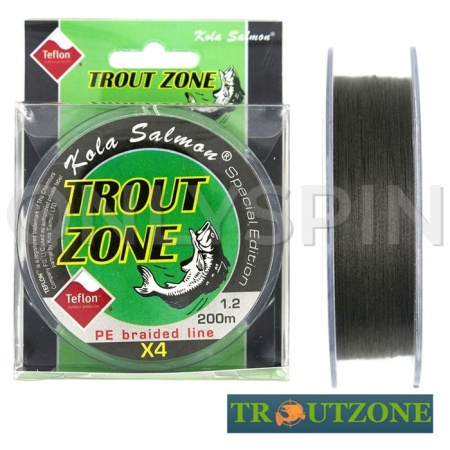 Шнур Trout Zone 4X Teflon PE Line Hybride 200m grey #1.2 0.185mm 6.7kg