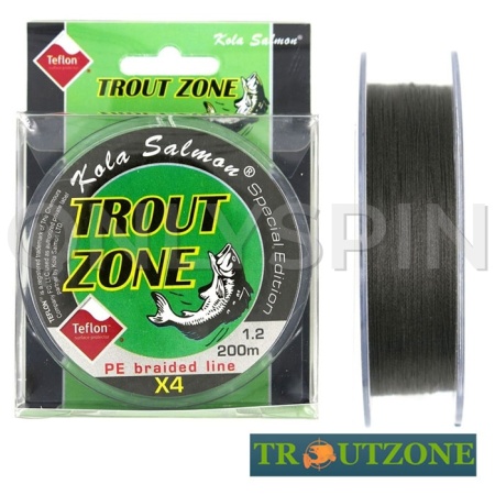 Шнур Trout Zone 4X Teflon PE Line Hybride 200m grey #1.5 20lb 0.185mm 9kg