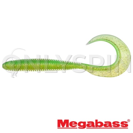 Мягкие приманки Megabass Kemuri Curly 4.5 lime chart/gold flake 7шт