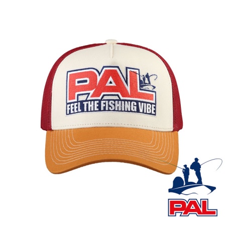 Бейсболка PAL Feel The Fishing Vibe 23 PAL PVC-2302 бордовая сетка, коричневый козырек