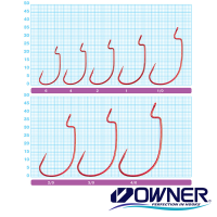 Крючки офсетные Owner 5109 J-Light Worm Hook Red 2/0 6шт