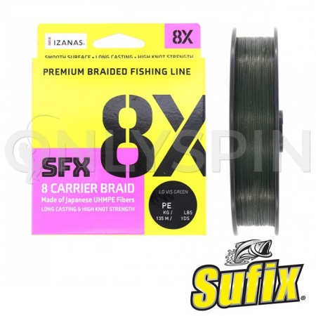 Шнур Sufix SFX 8X Green 135m #0.6 16.06lb 0.128mm 7.3kg