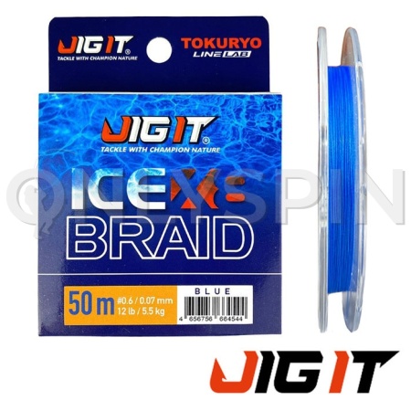 Шнур Jig It Tokuryo Ice Braid X8 50m blue #1 18lb 0.12mm 8.2kg