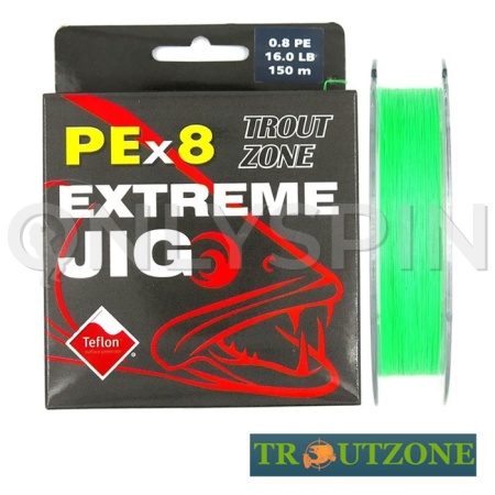 Шнур Trout Zone PEx8 Extreme Jig 150m fluo green #1.2 25lb 11.2kg