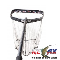 Подсачек Relax XL складной телескопический с прорезиненной сеткой большой 80х70cm