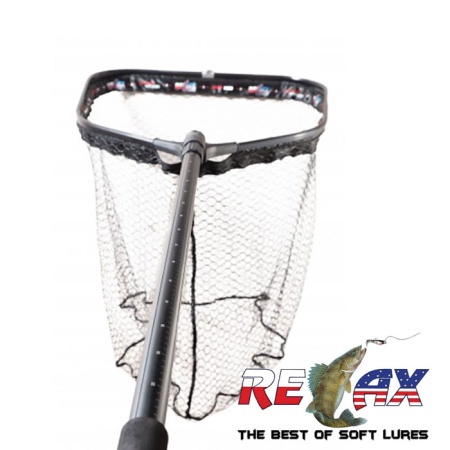 Подсачек Relax XL складной телескопический с прорезиненной сеткой большой 80х70cm Подсачек Relax XL складной телескопический с прорезиненной сеткой большой 80х70cm