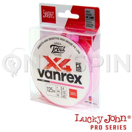 Шнур Lucky John Area Trout Game Vanrex X4 Braid 125m Pink #0.4 0.10mm 3.4kg