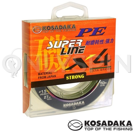 Шнур Kosadaka Super Line PE X4 150m Dark Green 0.30mm 21.8kg