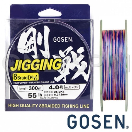 Шнур Gosen Jigging PEx8 300m multicolor #6 0.418mm 36kg