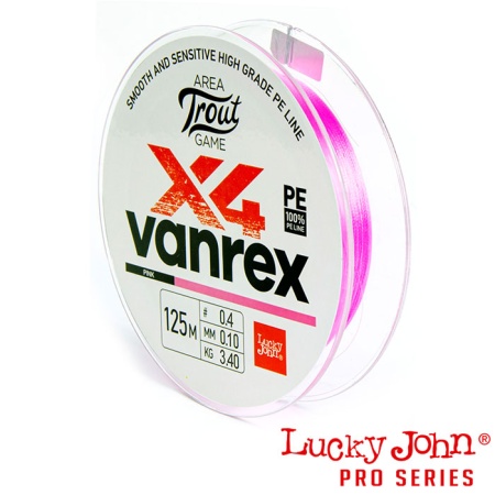 Шнур Lucky John Area Trout Game Vanrex X4 Braid 125m Pink #0.15 0.06mm 2kg Шнур Lucky John Area Trout Game Vanrex X4 Braid 125m Pink #0.15 0.06mm 2kg