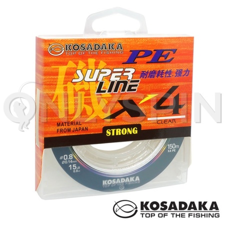 Шнур Kosadaka Super Line PE X4 150m Clear 0.30mm 21.8kg