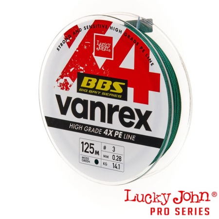 Шнур Lucky John Vanrex BBS X4 Braid 125m Moss Green 0.32mm 18.2kg