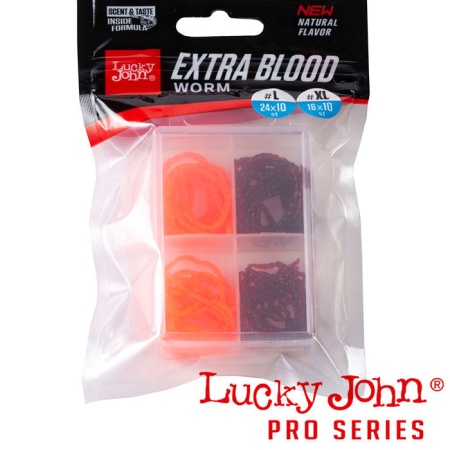 Мягкие приманки Lucky John Extra Blood Worm X/XL красный 160/240шт