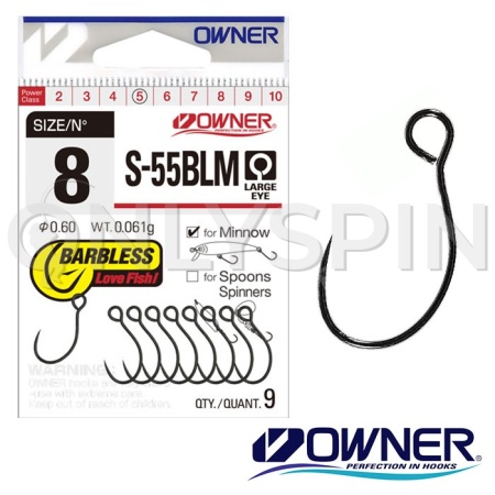 Крючки одинарные Owner S-55BLM Barbless 10 10шт