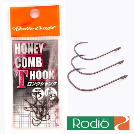 Крючки одинарные Rodio Craft Honey Comb T Hook Long Shank #8 15шт