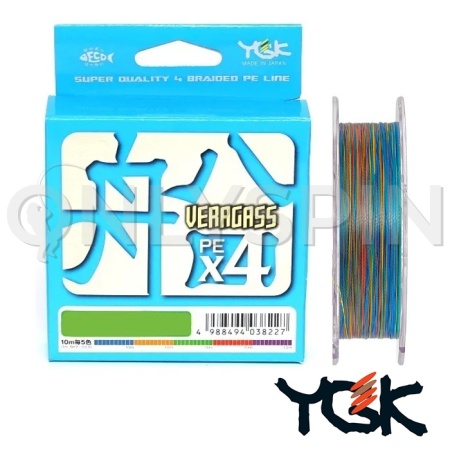 Шнур YGK Veragass PE X4 Fune 200m multicolor #2.5 0.26mm 15.88kg