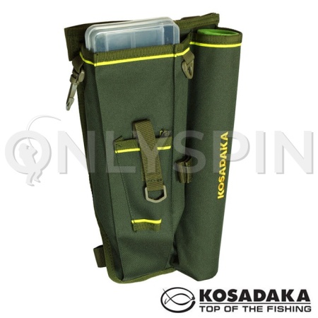 Сумка Kosadaka M10 набедренная со стаканом для спиннинга и коробкой зеленая